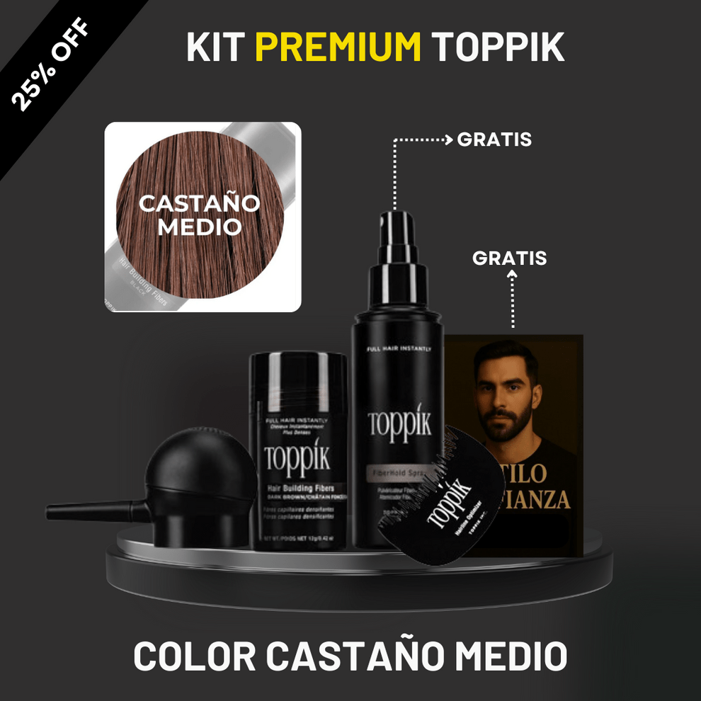 🎁 Kit Premium Toppik + Cobertura Total: Barba, Entradas y Canas en 30 Segundos - Eleganz Store