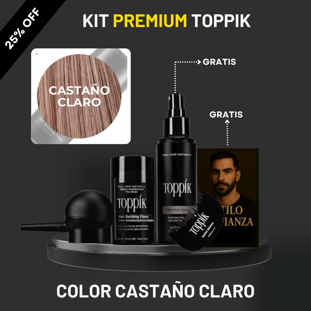 🎁 Kit Premium Toppik + Cobertura Total: Barba, Entradas y Canas en 30 Segundos - Eleganz Store